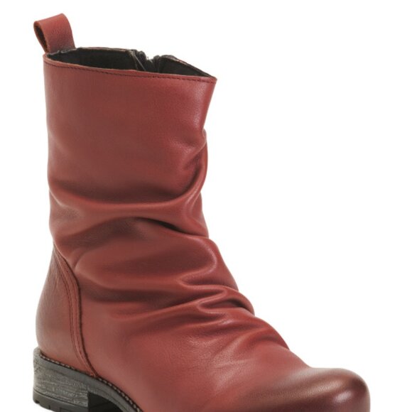 NEW ERIC MICHAEL Made In Portugal Leather Waterproof Dana Booties bordeaux 663tn - Picture 3 of 5